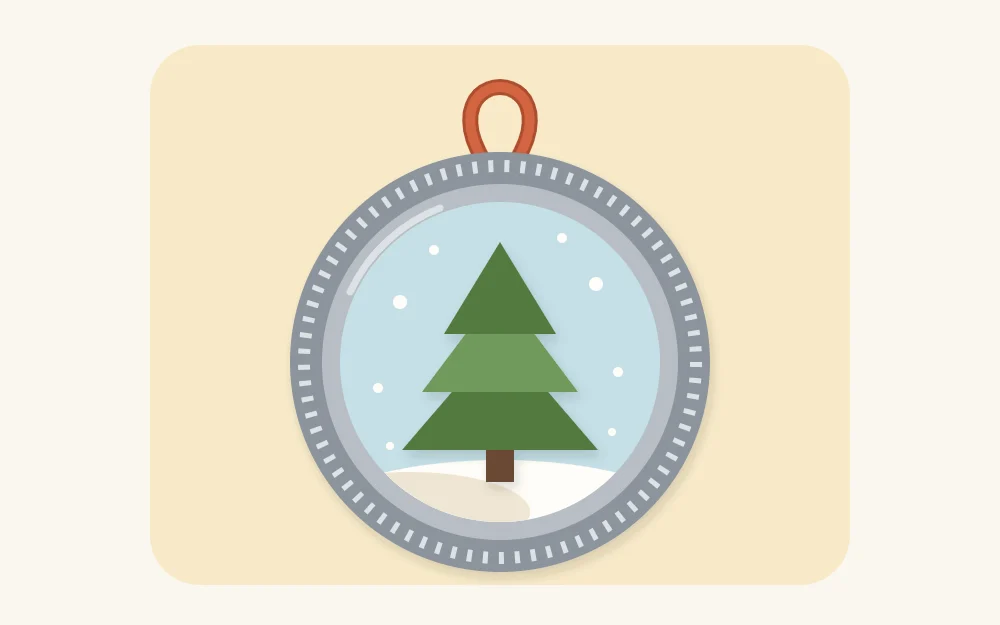 Jar lid with a small cut-paper tree glued inside and a ribbon loop at the top